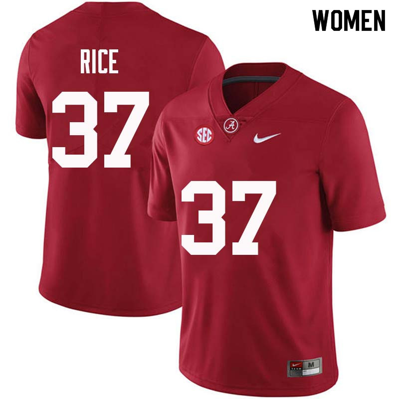 Women #37 Jonathan Rice Alabama Crimson Tide College Football Jerseys Sale-Crimson